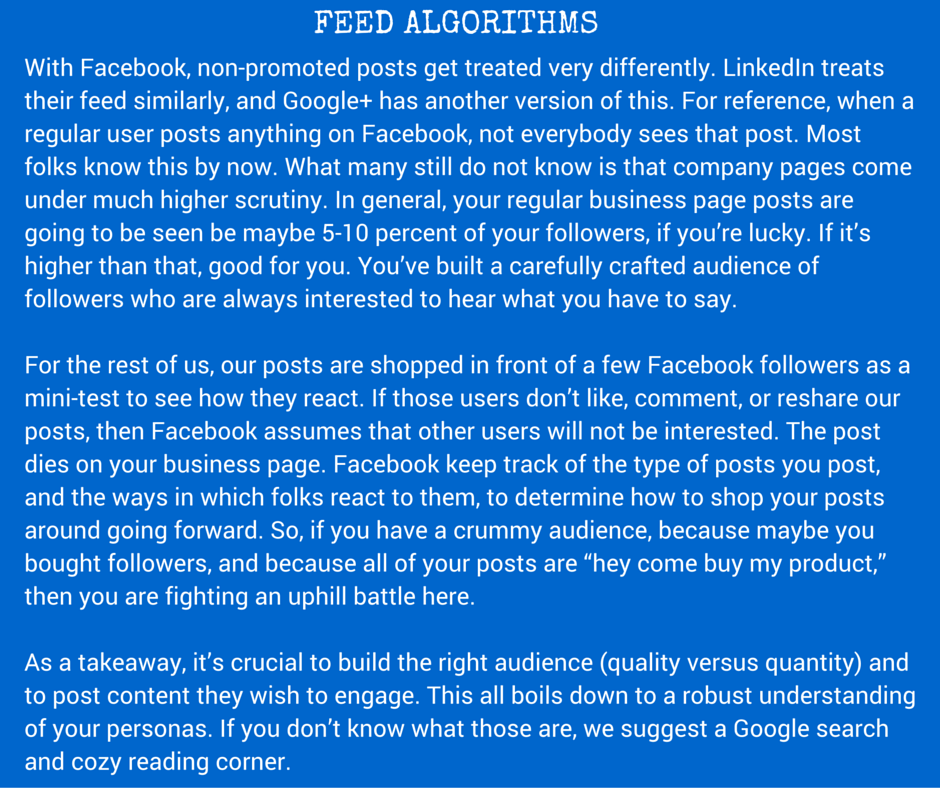 Feed algorithms